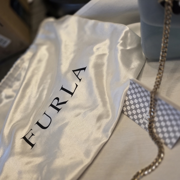 Furla Blue Mini Jelly Top-Handle Bag with Pearl Butterfly Detail - Picture 5 of 16